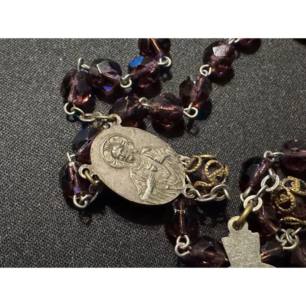 40in Garnet Rosary Vintage